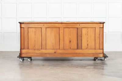 Large English 19thC Pine Grain Bin Store Chest / Counter