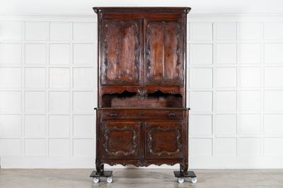 Large 19thC French Oak & Chestnut Buffet Deux Corps