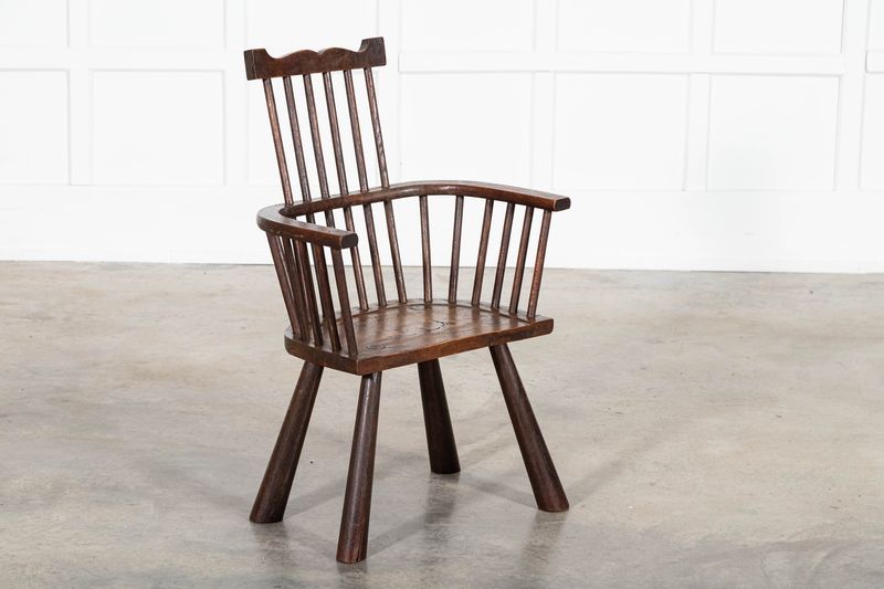Irish 19thC Vernacular Oak & Elm Famine Chair
