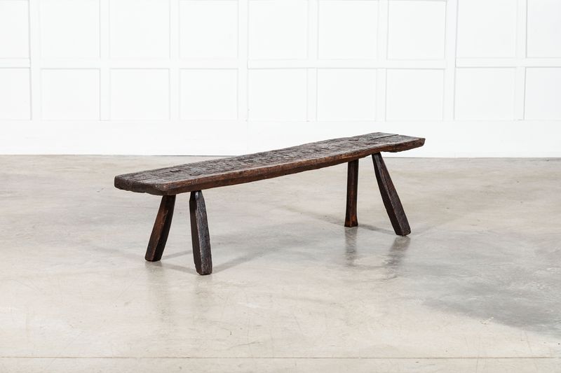 18thC English Vernacular Oak Pig Bench