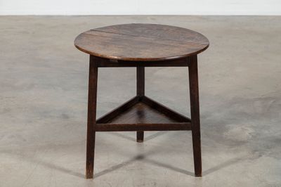 19thC English Oak Two Tier Cricket Table