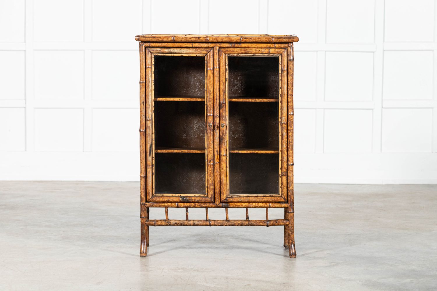 19thC English Bamboo Glazed Cabinet