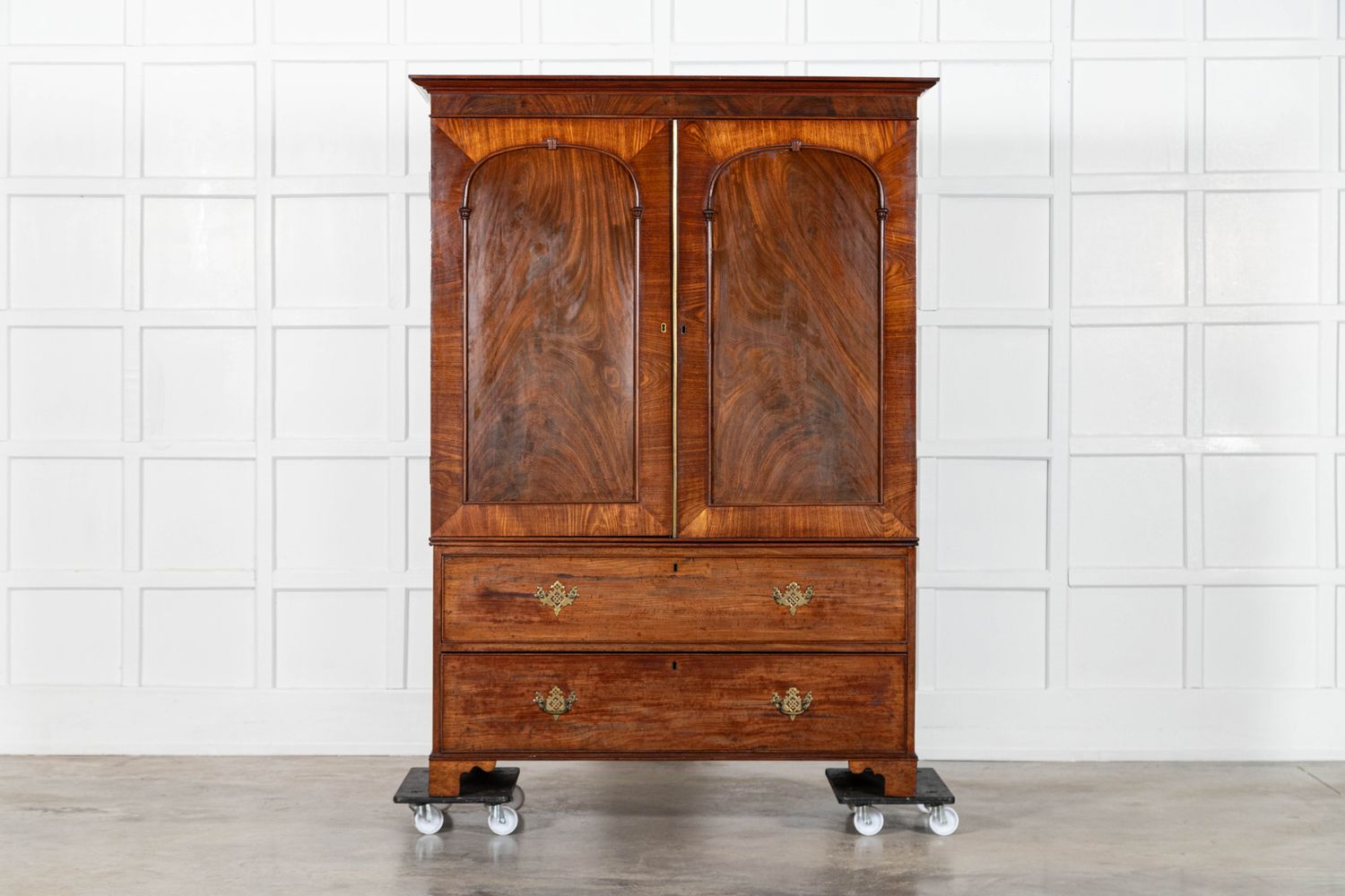 19thC English Mahogany Linen Press