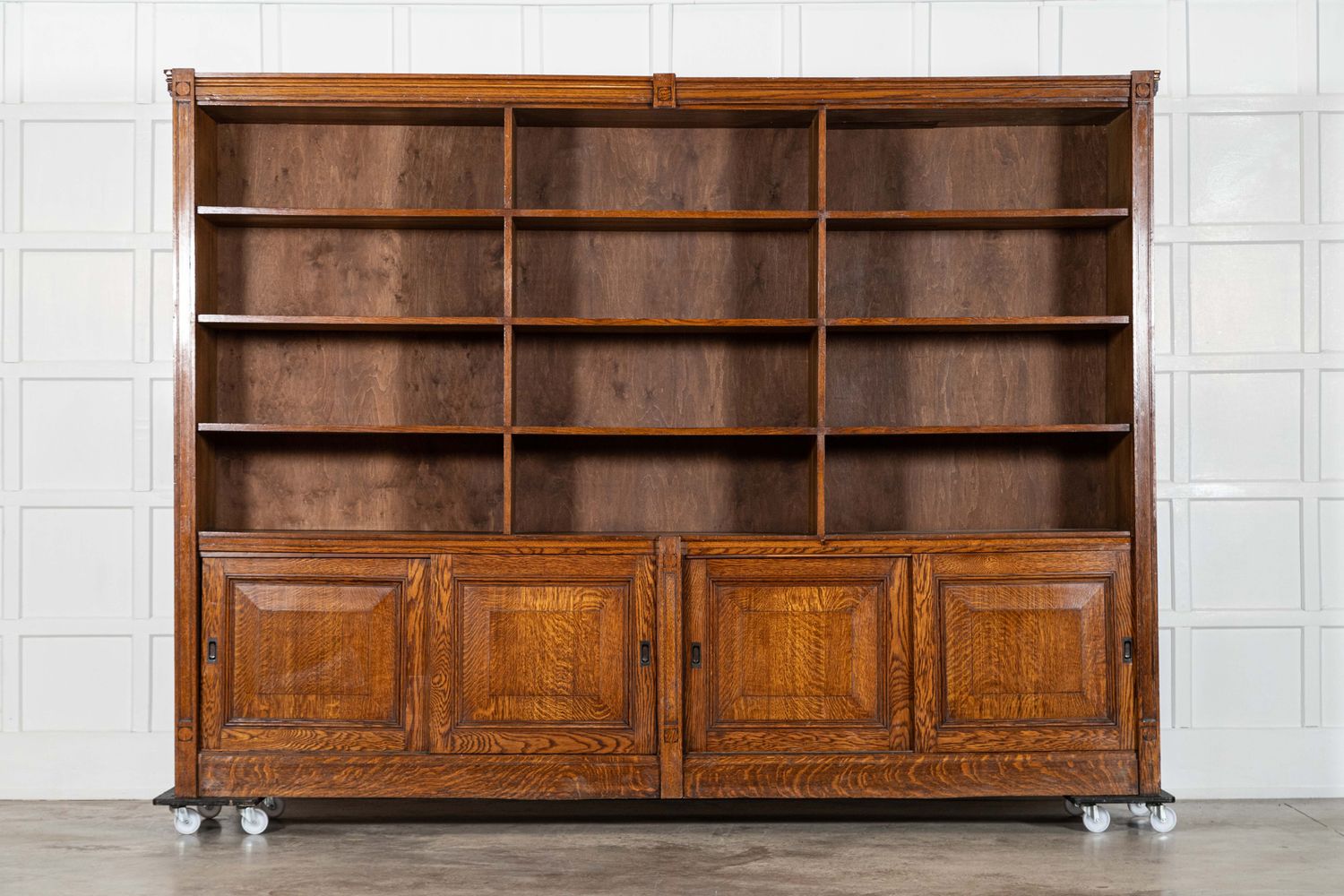 Monumental 19thC English Oak Haberdashery Cabinet