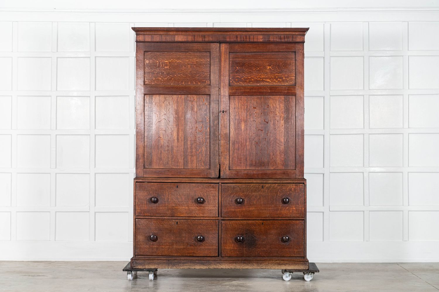 Large English George III Oak Housekeepers Cupboard