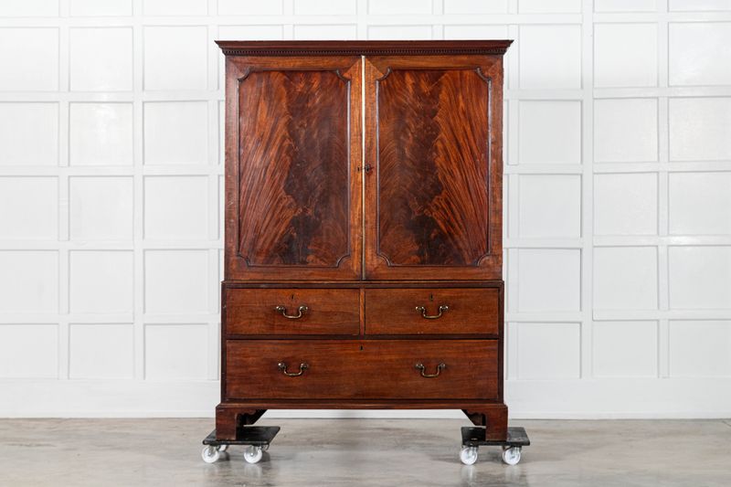 English 19thC Mahogany Linen Press