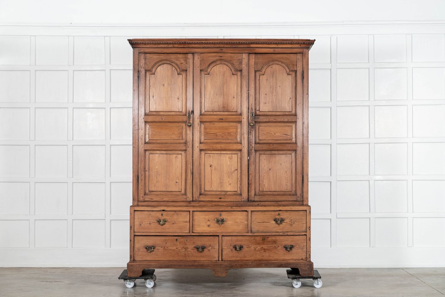 Large English Georgian Pine Linen Cupboard