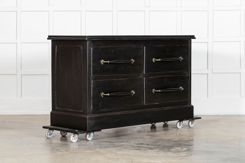 Ebonised Oak Bank Drapers/Haberdashery Drawers/Counter