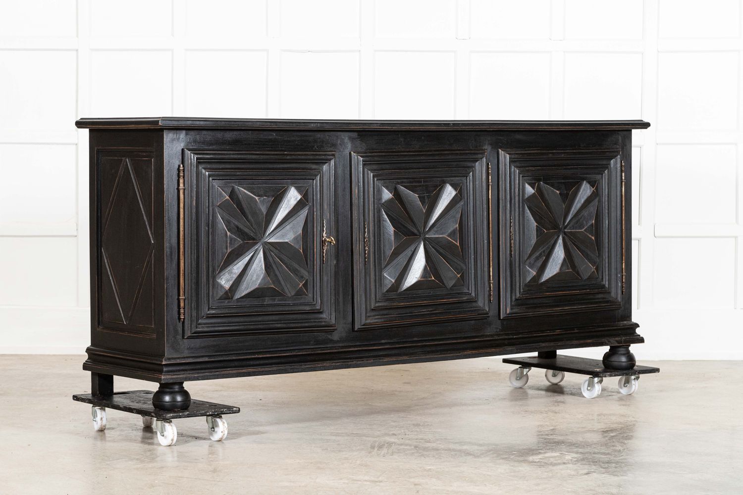 Large French 18thC Style Ebonised Walnut Buffet Enfilade