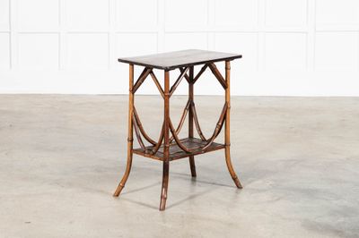 19thC English Bamboo Two Tier Side Table