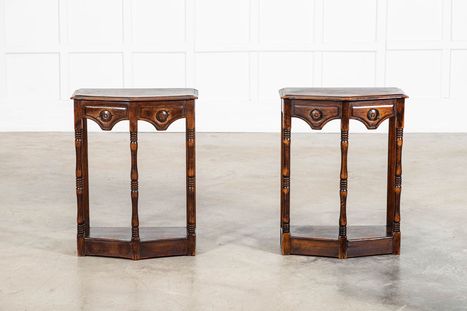 Pair English Oak Side Tables