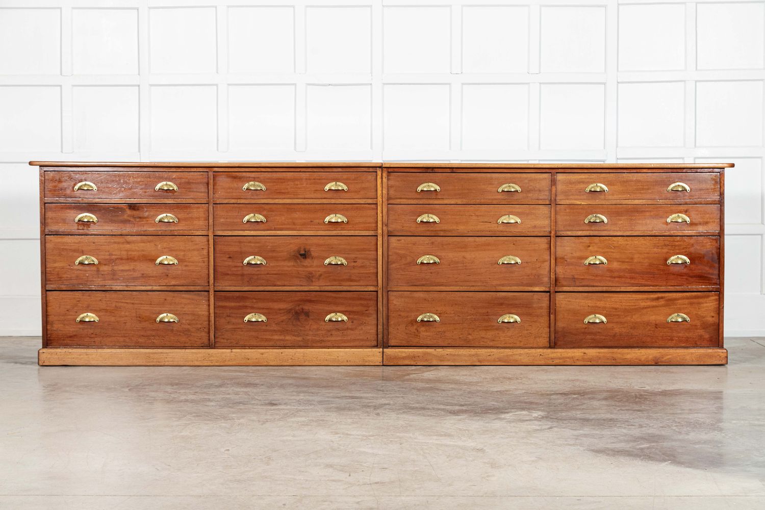 Monumental Pair 19thC English Mahogany Haberdashery Drawers