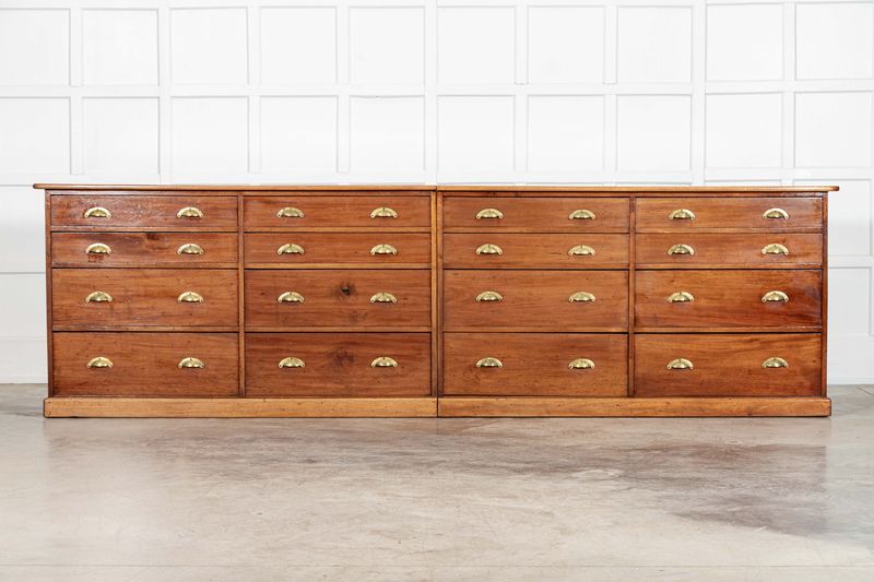 Monumental Pair 19thC English Mahogany Haberdashery Drawers