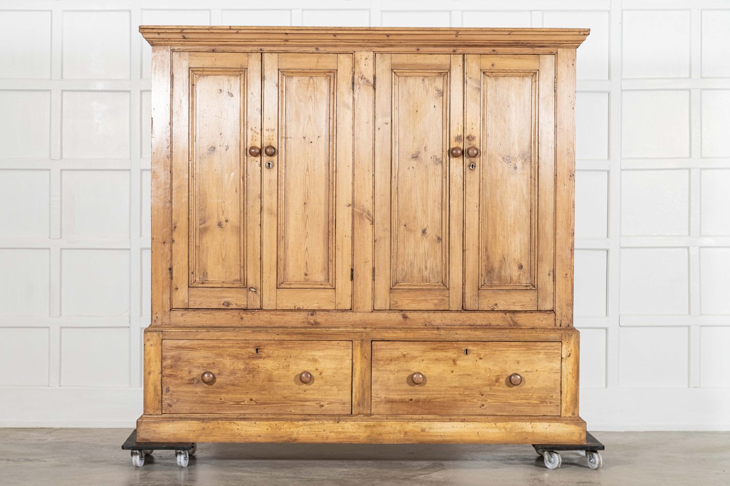 Monumental 19thC English Pine Housekeepers Cupboard