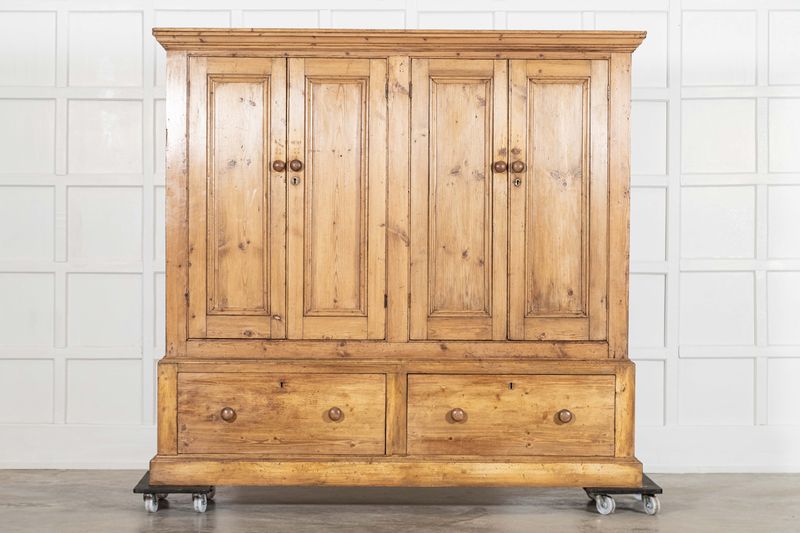 Monumental 19thC English Pine Housekeepers Cupboard