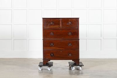 19thC English Mahogany Campaign Chest Drawers