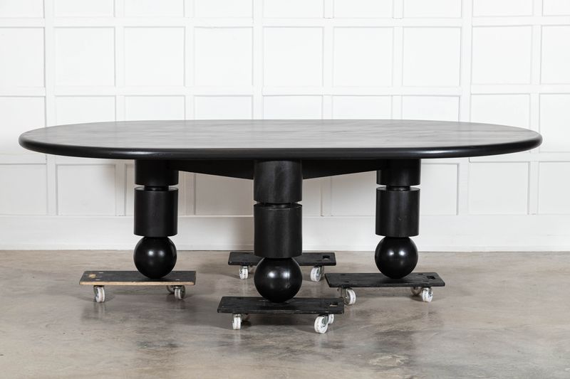 Monumental English Ebonised Brutalist Elm Dining Table