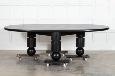 Monumental English Ebonised Brutalist Elm Dining Table