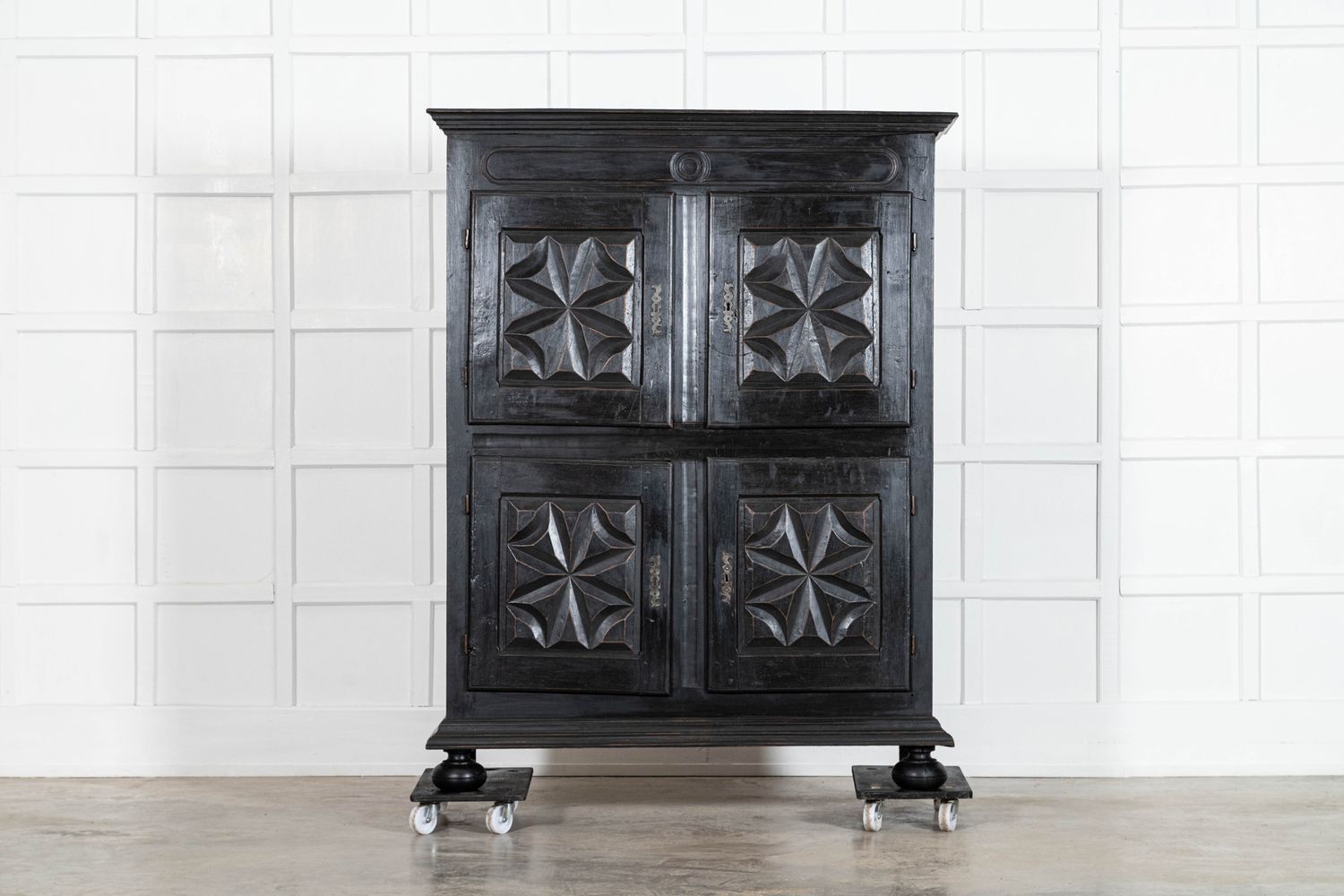French Ebonised 18thC Oak & Walnut Cupboard