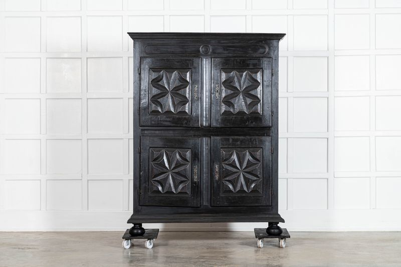French Ebonised 18thC Oak & Walnut Cupboard