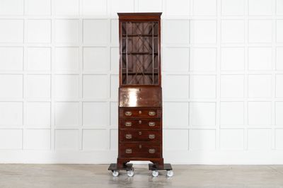 George III Diminutive English Mahogany Glazed Bookcase Bureau