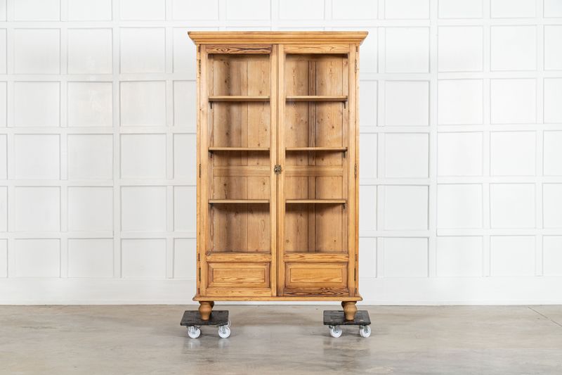 English 19thC Pine Display Cabinet