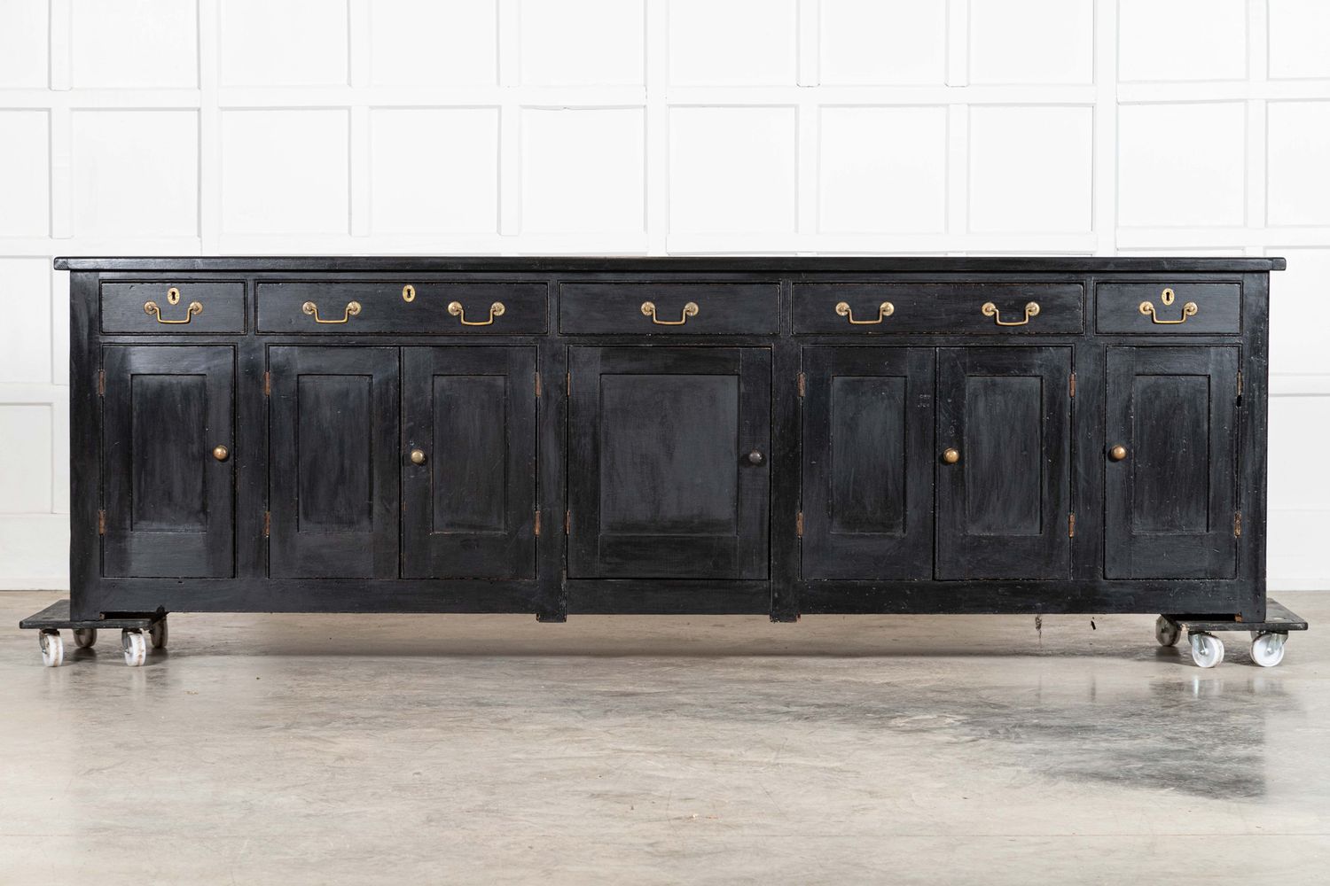 Monumental 19thC English Ebonised Pine Dresser Base