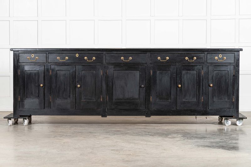 Monumental 19thC English Ebonised Pine Dresser Base