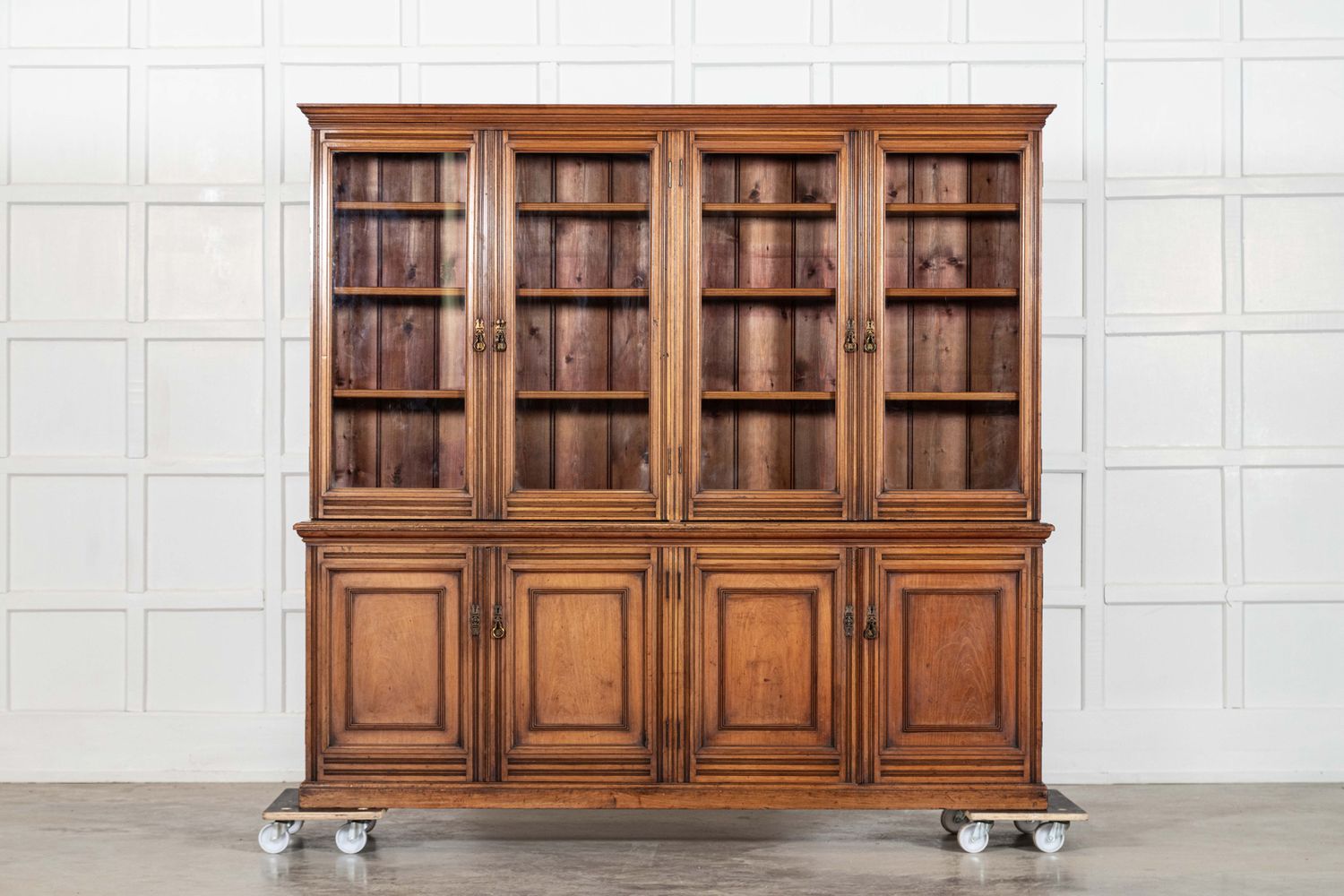 Large 19thC English Walnut Glazed Bookcase