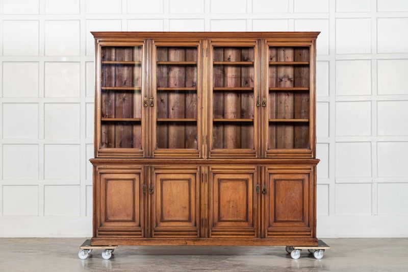 Large 19thC English Walnut Glazed Bookcase