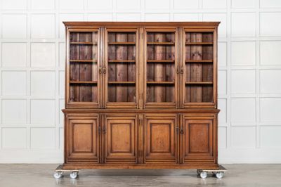 Large 19thC English Walnut Glazed Bookcase