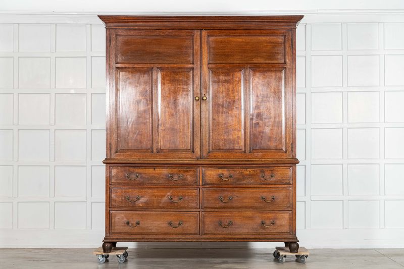 Large English 19thC Oak Housekeepers Cupboard