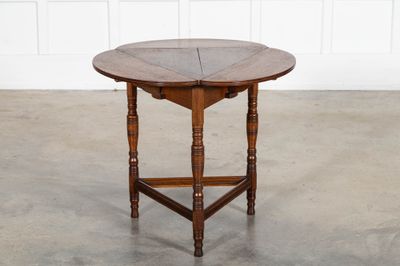 19thC English Oak Folding Cricket Table