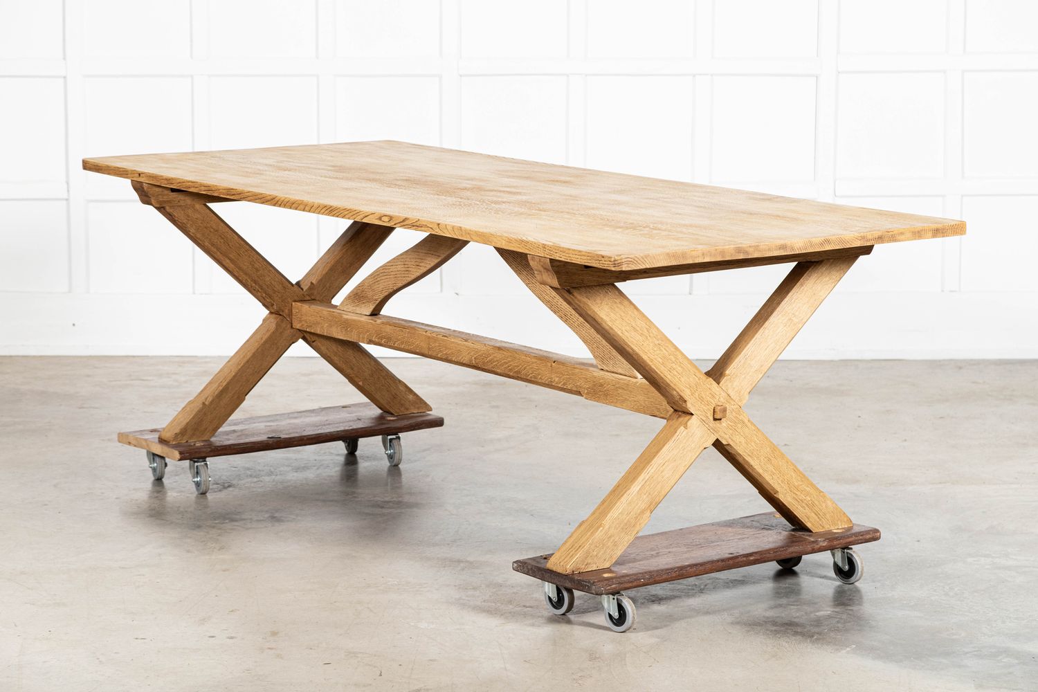Large English MidC Oak X Frame Refectory Table