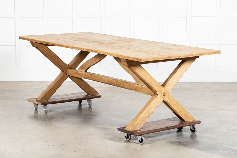 Large English MidC Oak X Frame Refectory Table