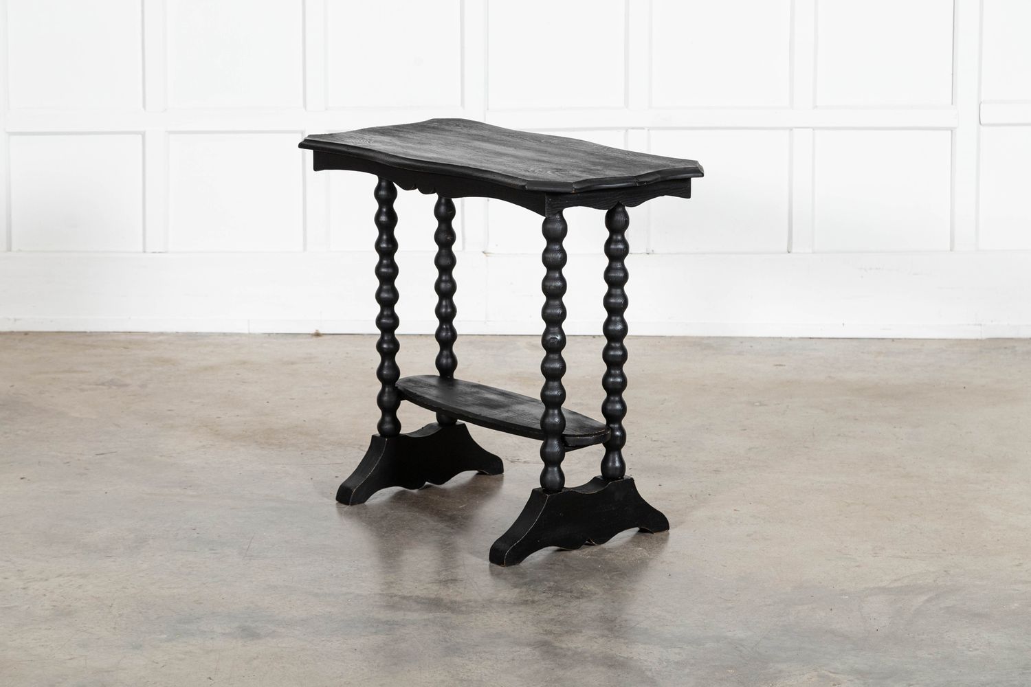 19thC Ebonised English Pine Bobbin Side Table
