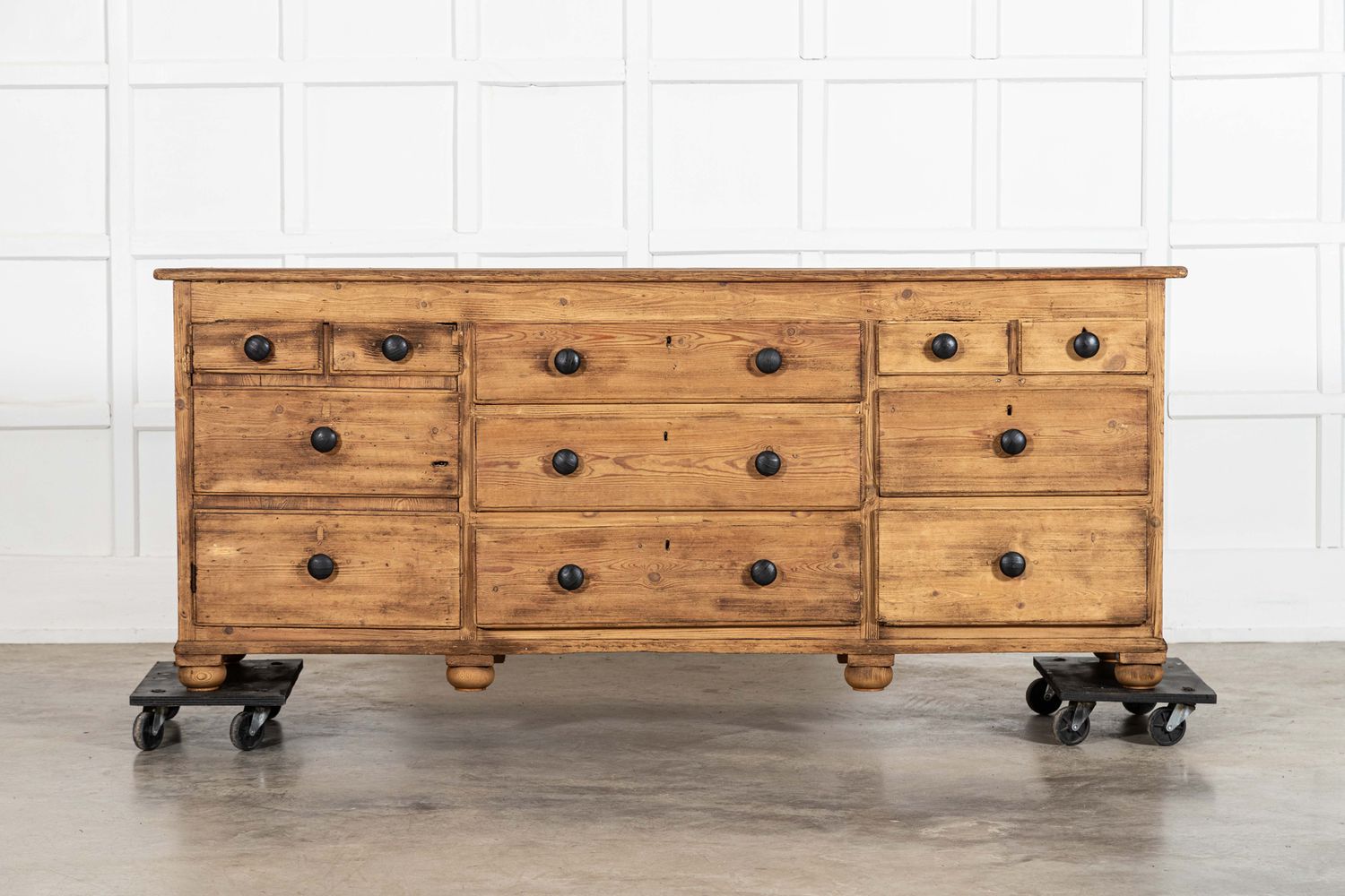 Large 19thC English Pine Dresser Base