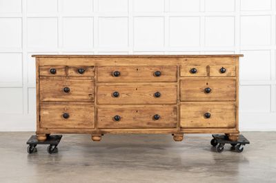 Large 19thC English Pine Dresser Base