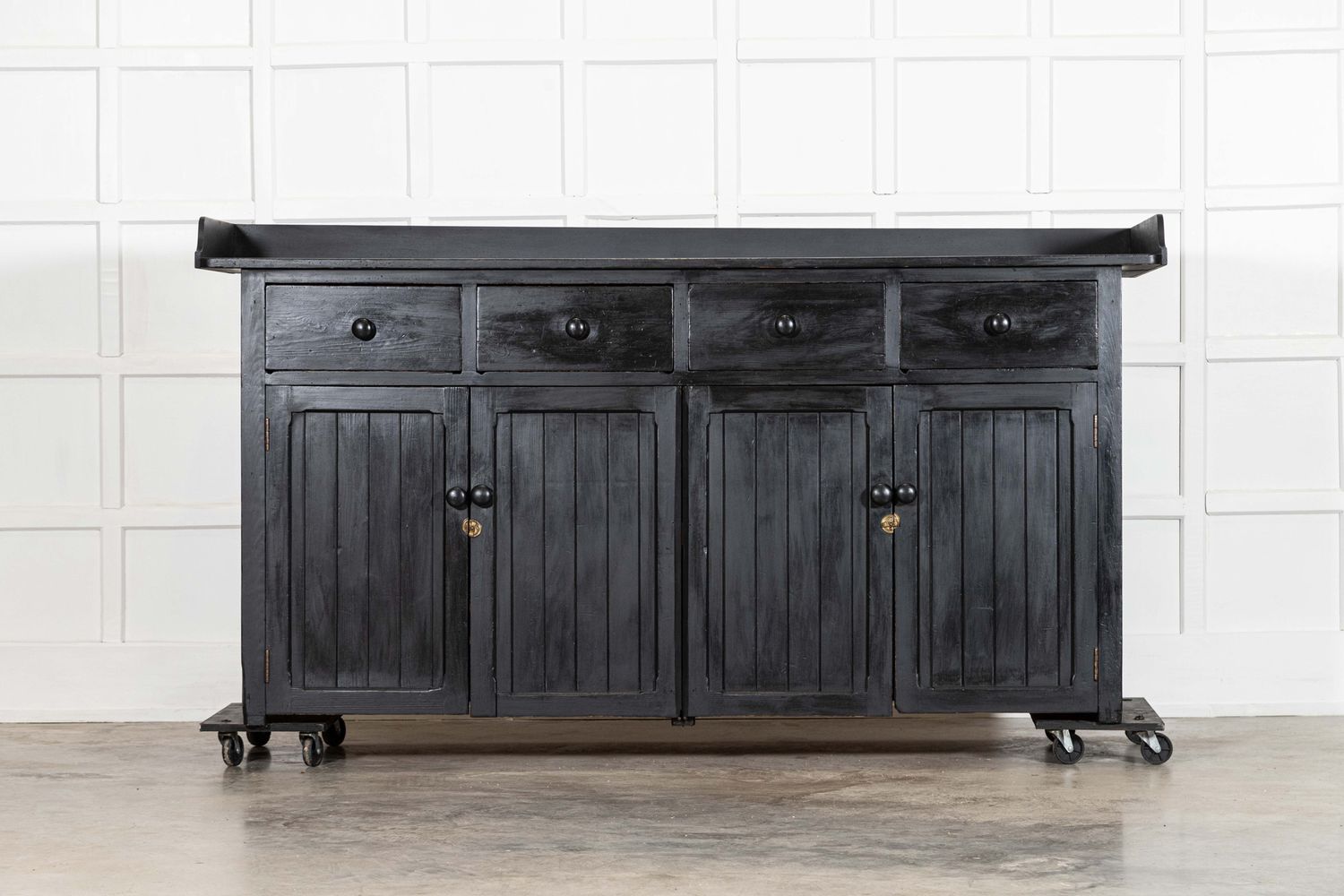 Large 19thC English Ebonised Pine Dresser Base