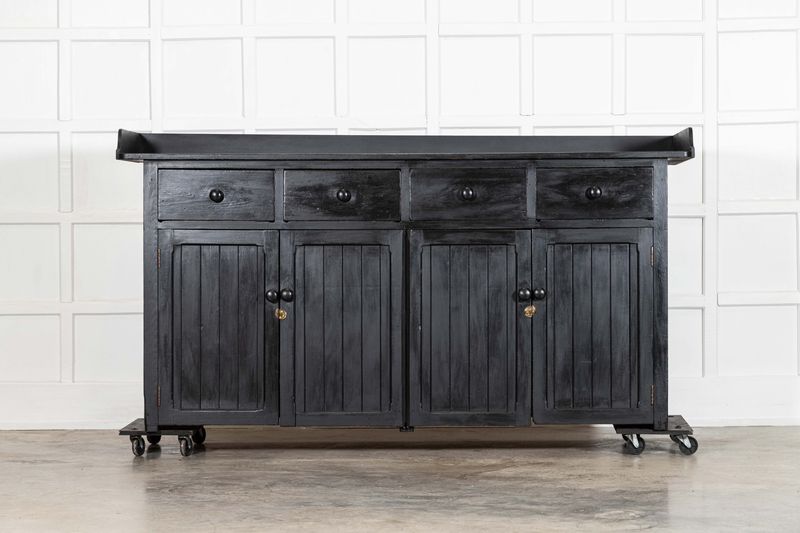 Large 19thC English Ebonised Pine Dresser Base