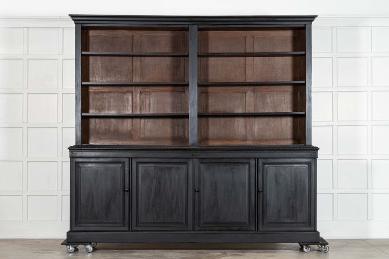 Monumental Ebonised 19thC English Oak Library Bookcase