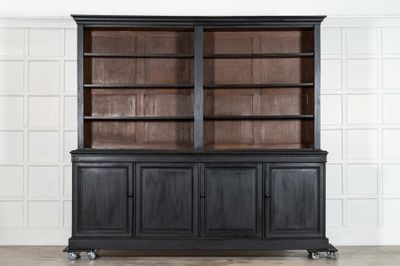Monumental Ebonised 19thC English Oak Library Bookcase