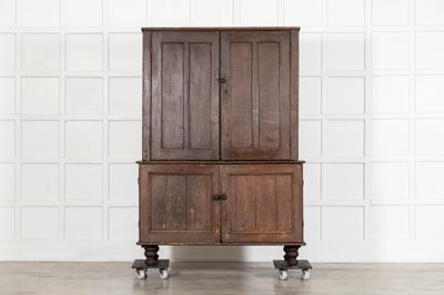 English Georgian Country Scrumble Grained Pine Housekeepers Cupboard