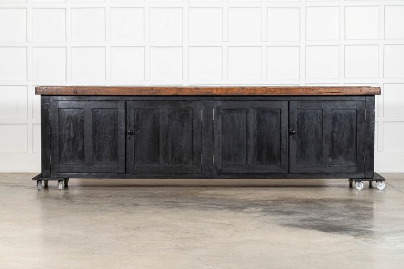 Monumental 19thC Ebonised English Pine Dresser Base