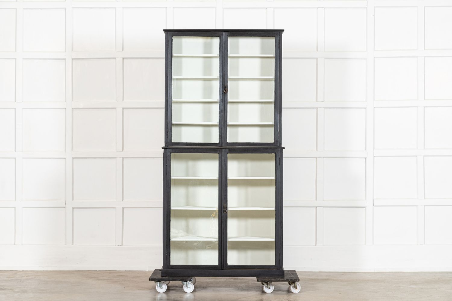 English Ebonised Glazed Shop Display Cabinet / Vitrine