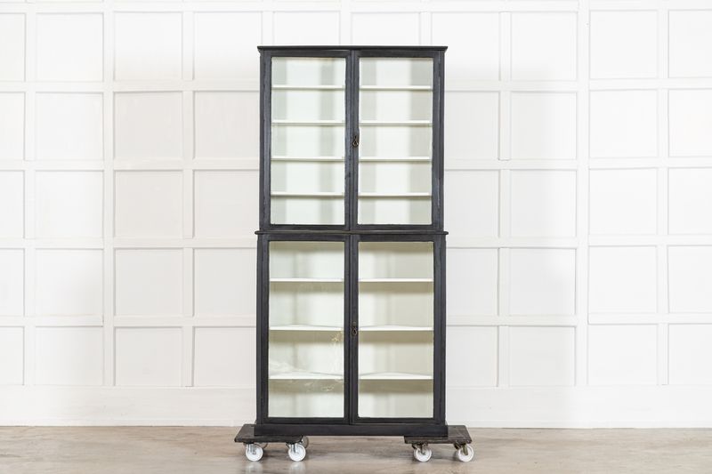 English Ebonised Glazed Shop Display Cabinet / Vitrine English Ebonised Glazed Shop Display Cabinet / Vitrine