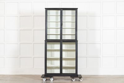 English Ebonised Glazed Shop Display Cabinet / Vitrine