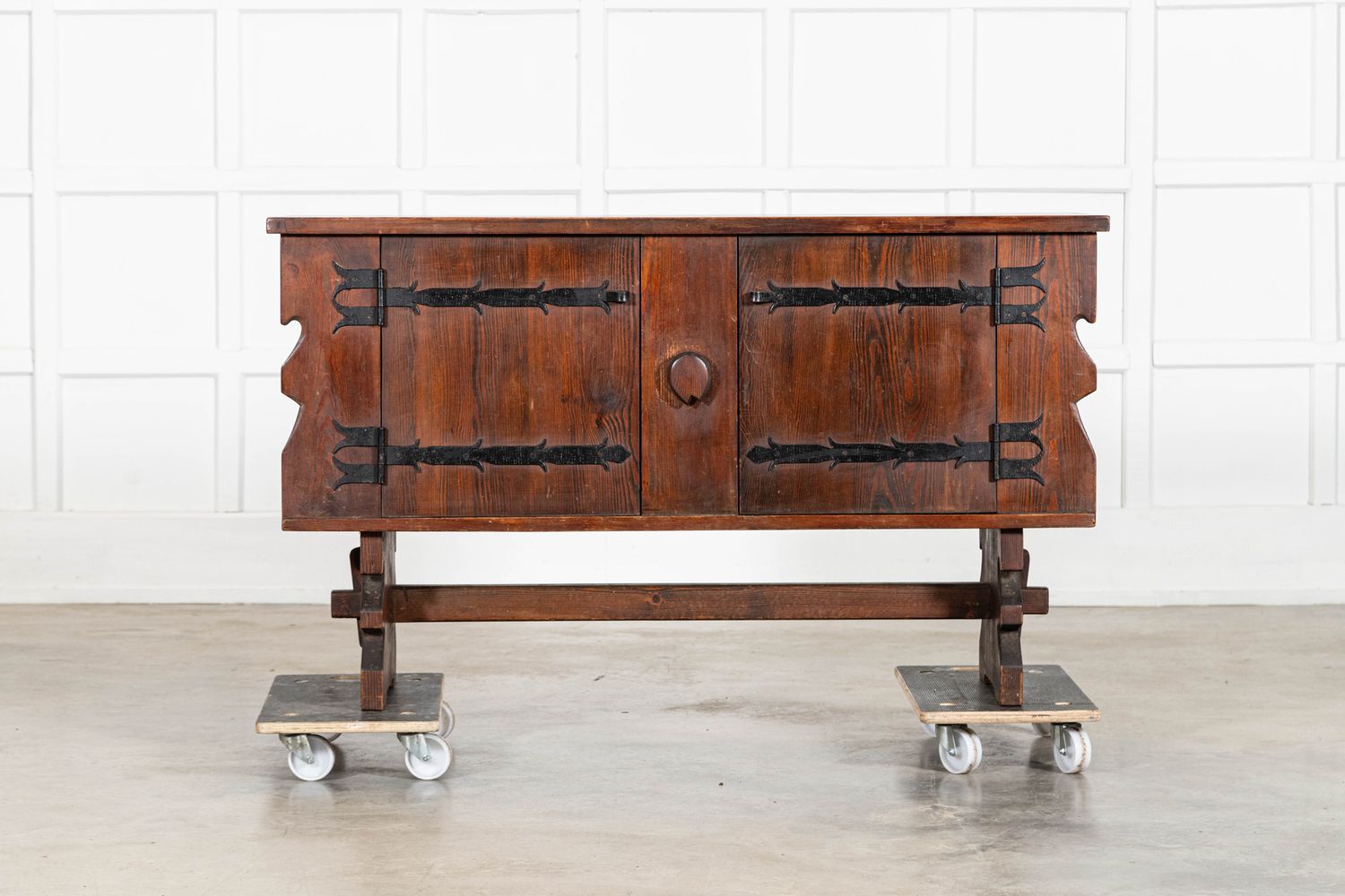 French Brutalist Pine Sideboard