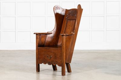 Early 18thC Oak & Pine Carved Lambing Chair Early 18thC Oak & Pine Carved Lambing Chair