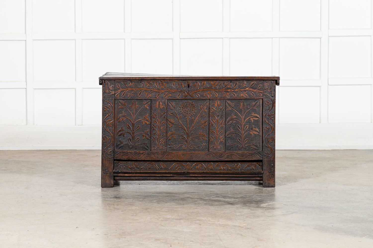 17thC English Carved Oak Mule Chest 17thC English Carved Oak Mule Chest